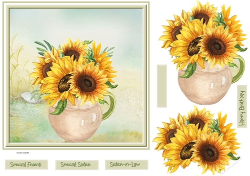 Vase of sunflowers 7x7