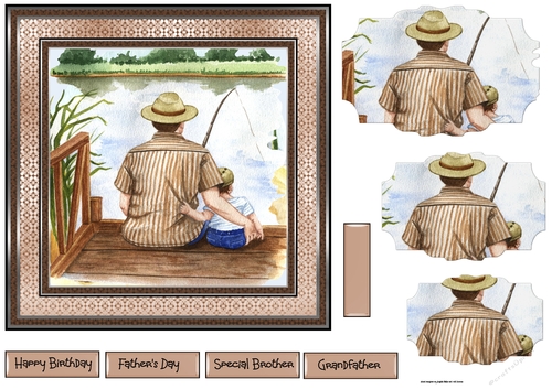 Father and son fishing 7x7