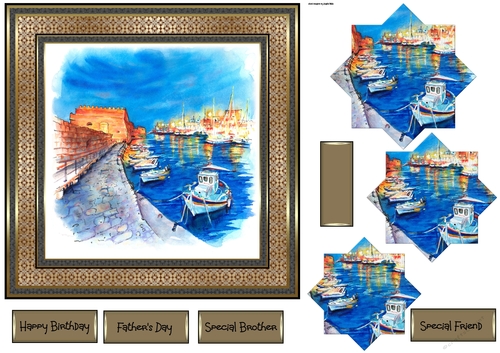 Down at the harbour 7x7 card
