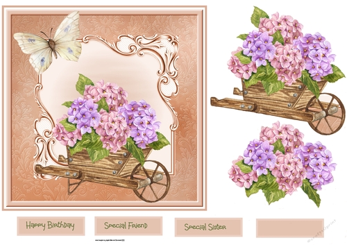 Wheelbarrow of Hydrangeas7x7