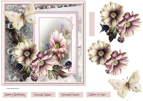 Dahlias and butterfly 7x7