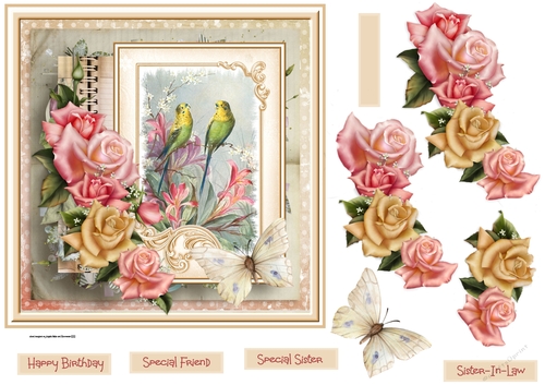 Roses and birds 7x7