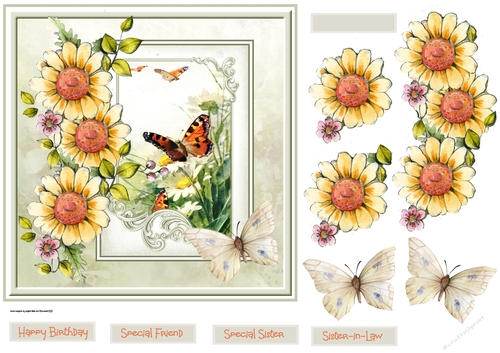 Daisy and butterfly 7x7