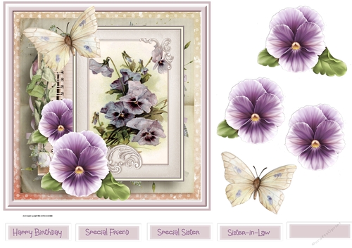 Pansy garden and butterfly 7x7