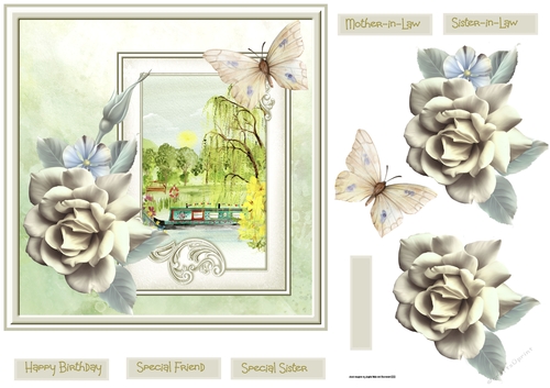 Houseboat and rose 7x7