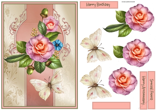 Camelia and butterfly A5