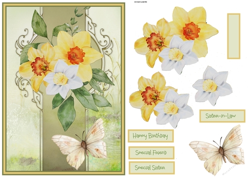 Spring flowers and butterfly A5