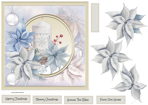 Candles and poinsettia 7x7