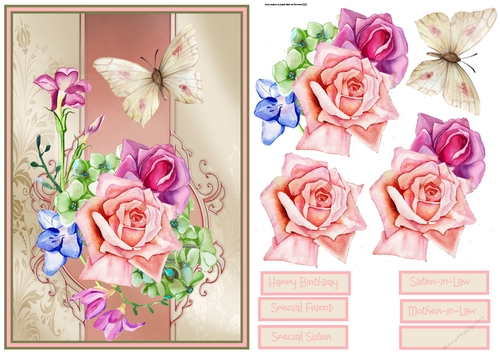 Mixed flowers and butterfly A5