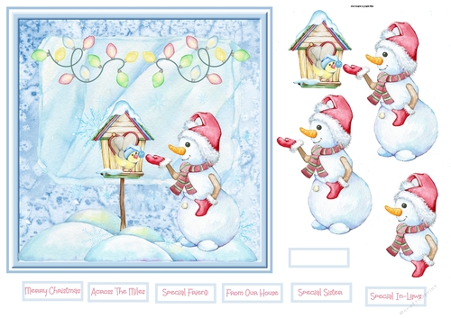 Snowman and bird friend 7x7