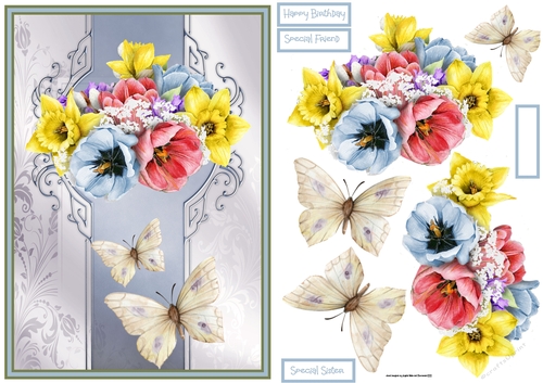 Spring flowers and butterfly A5