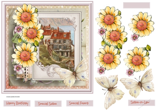Sunflowers and Robin hood bay  7x7