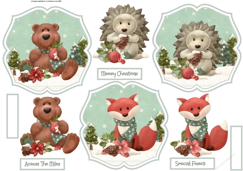 Christmas forest friends toppers