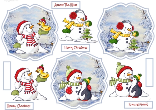 Winter snowman and friends toppers