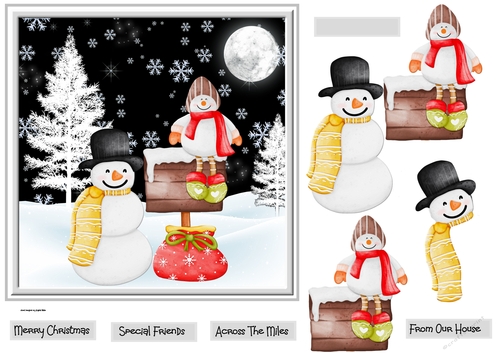 Snowman and friend 7x7