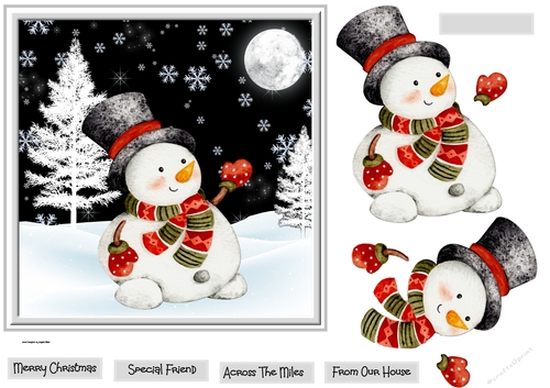 Snowman in the moonlight 7x7