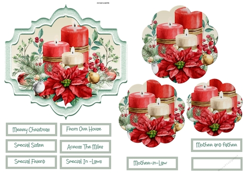 poinsettia and candles topper and shaped layers