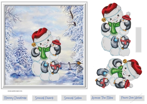 Penguins and snowman 7x7
