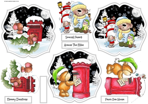 Mice, bears, snowman and post box toppers