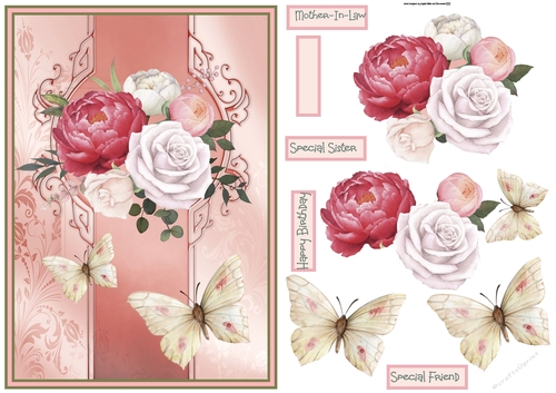 Peony and butterfly A5 