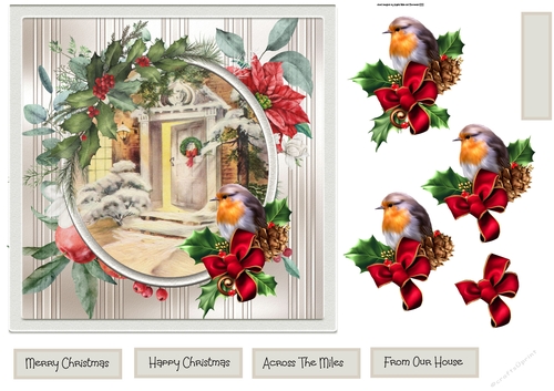 Christmas door and robin 7x7