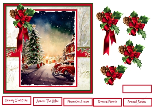 Christmas eve and holly and berries 7x7