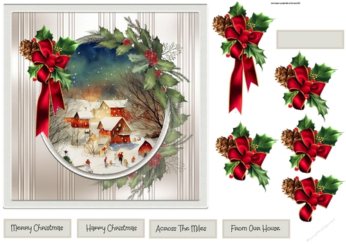 Village and holly Christmas 7x7