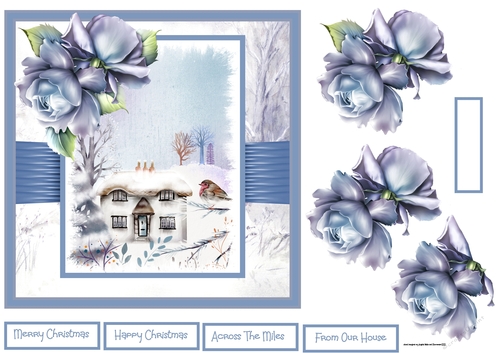 Winter rose and winter scene 7x7