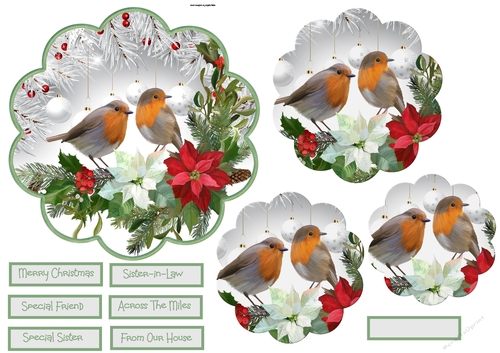 Robins and poinsettia scallop with pyramid layers