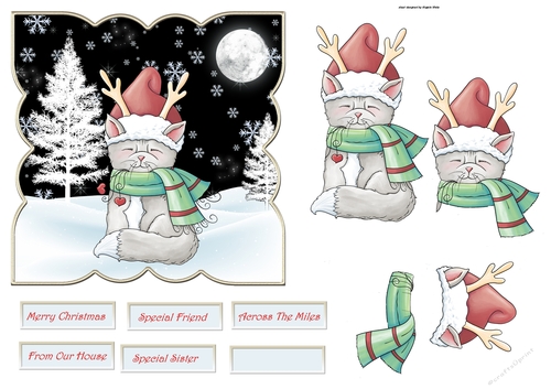 Christmas cat shaped 6x6 card