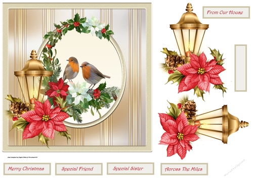 Robins and poinsettia 7x7