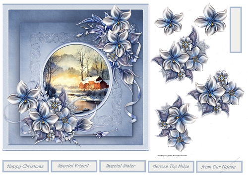 winter flowers and scene 7x7