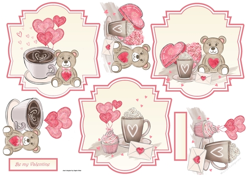 Valentine bears and cupcakes toppers