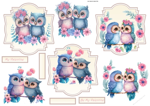 Owls in love toppers