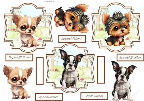 Boston terrier,, Chihuahua and Yorkshire terrier toppers