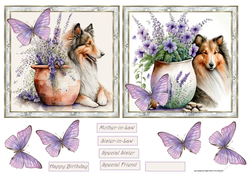Rough hair collie and flowers toppers