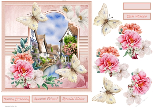 English village and roses 7x7