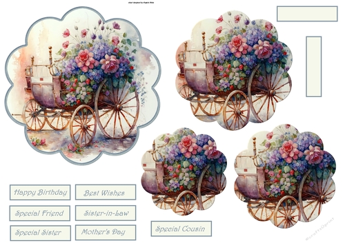 Coach of flowers scallop card