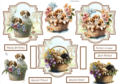 Puppies in baskets topper 