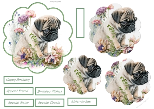 Baby pug scallop card