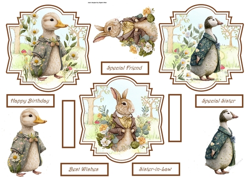Duckling, hare and goose toppers