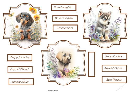 Dachshund, Labrador, and Husky pups toppers