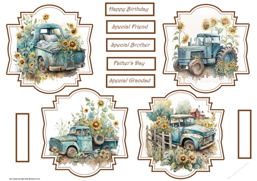 Blue truck and tractor toppers