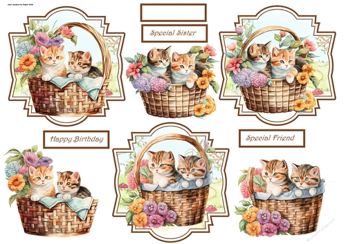 Kittens in a basket toppers