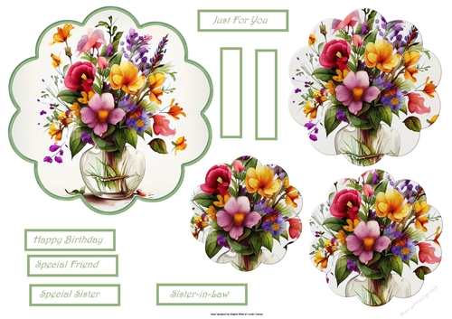Vase of spring flowers scallop