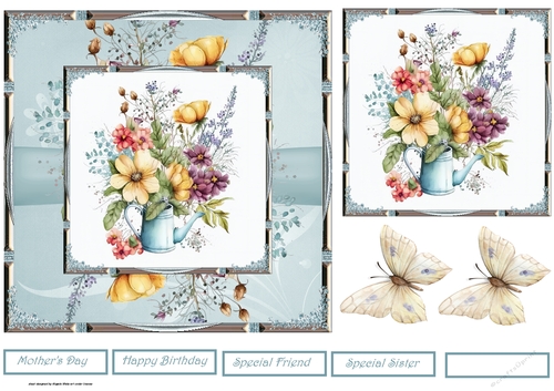 Teapot of flowers 7x7