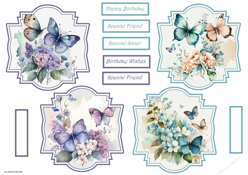 Butterfly and flowers toppers