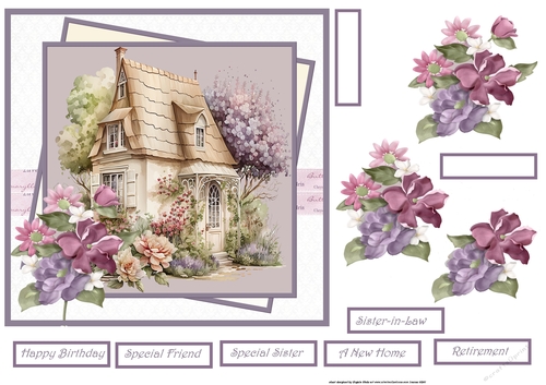 French cottage and flowers 7x7