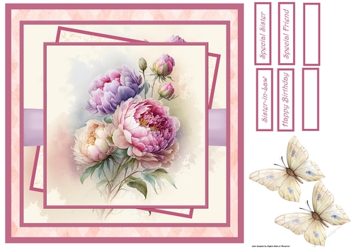 Peonies 8x8 and butterfly A Request