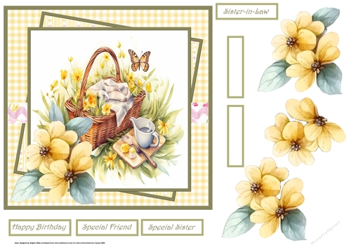 Spring picnic and flowers 7x7